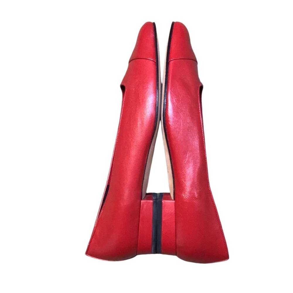 Vaneli Red Leather Ballet Flat with Low Heel - Picture 3 of 10
